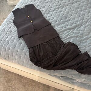 Zara BROWN Sleeveless Maxi Dress